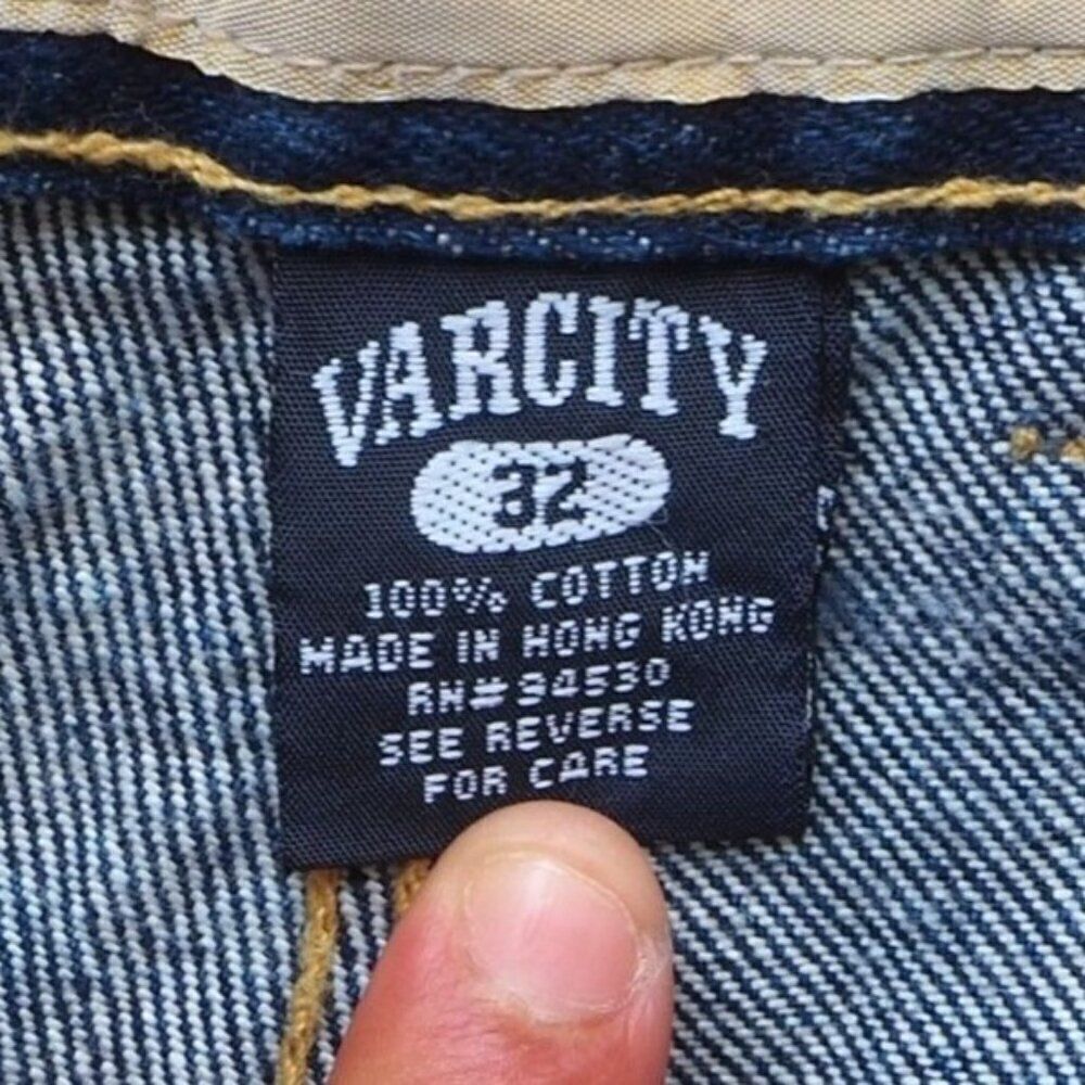 Varcity Vintage 90s Y2K Cargo Heavy Denim Hip Hop / Skate Baggy Jeans Men's 32 - Picture 3 of 14